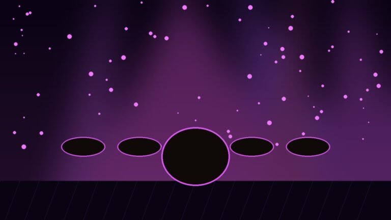 Illustration of a drum kit on a lit concert stage