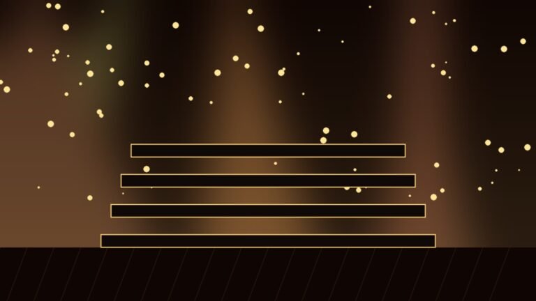 Illustration of empty choir risers on a lit stage